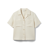 Lumen Studio Linen-blend short-sleeve blouse